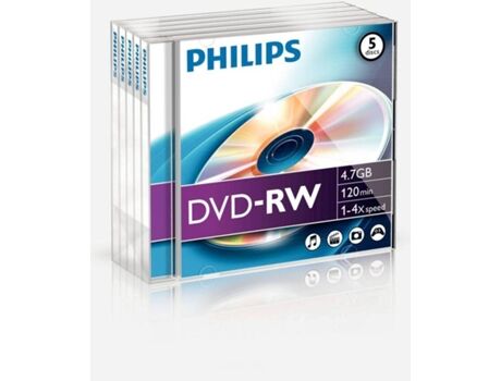 Philips DVD-RW 4,7GB 4x Jewel Case (5 unidades)