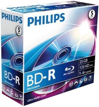 Philips Blu-Ray Recordable 25 GB 6x Jewel Case (5 unidades)