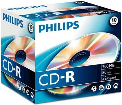 Philips CD-R 80Min 700MB 52x Jewel Case (10 unidades)