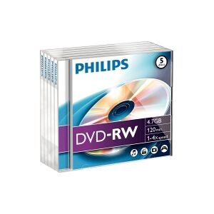 Philips DVD-RW   4X   4.7GB   Jewel Case   5-pack