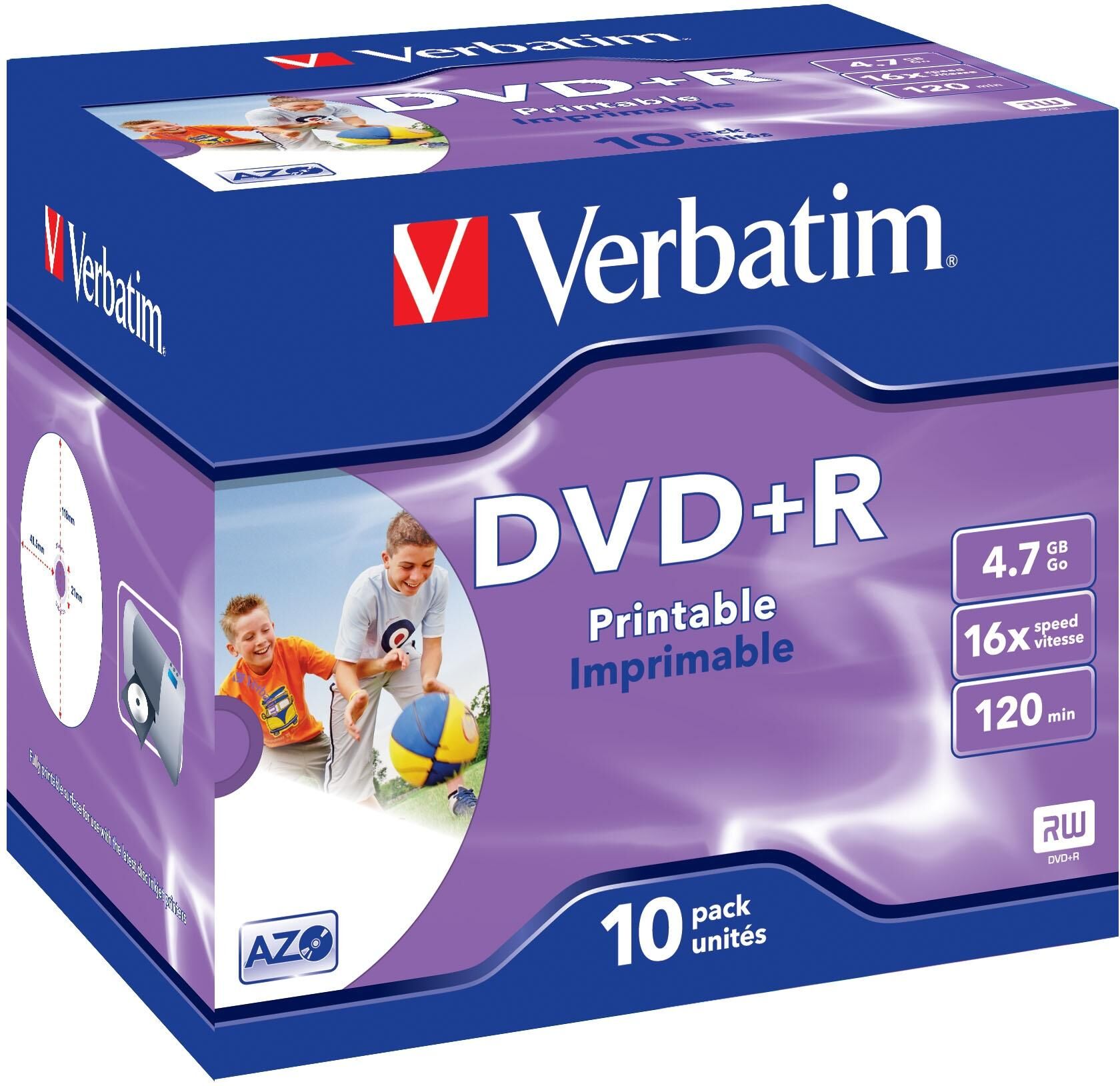 Verbatim DVD+R VERBATIM 4.7GB Print Jewel 10/FP