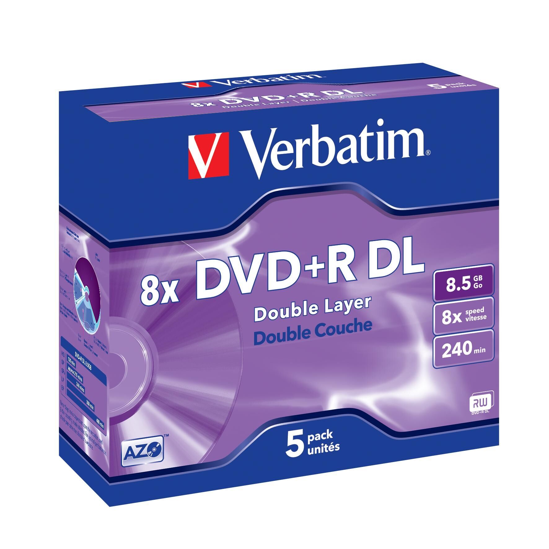 Verbatim DVD+R VERBATIM 8,5GB Dual Layer 5/FP