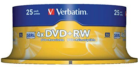 I530112 Verbatim DVD+RW Matt Silver 4.7GB DVD+RW 25pc(s) Verbatim DVD+RW Matt Silver, 4.7 GB, DVD+RW, 120 mm, 25 pc(s), 120 min, Polycarbonate