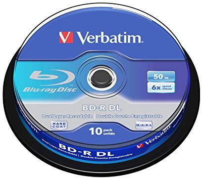 68226 Verbatim 43746 BD-R Spindel, 50 GB, Vit/Blå, Paket med 10