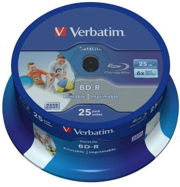 68222 Verbatim 43811 SL Datalife Blu-Ray-Disk, 25GB, Paket med 25