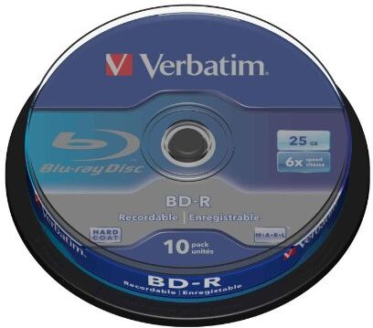 43742 Verbatim BD-R Single Layer 25 GB Blu-Ray-skiva 6x brännhastighet Hardcoat Scratch Guard Spindel 10-pack