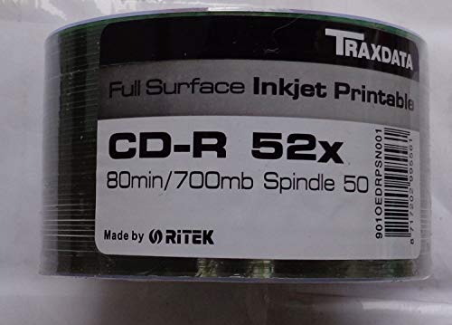 unknown 100 x Traxdata helansikte bläckstråleskrivare utskrivbar vit CD-R 52x tomma skivor 700 MB CDR