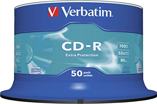 402328A Verbatim CD-R extra skydd – 700 MB, 52 gånger bränningshastighet med lång livslängd och extraskyddsskydd, 50-pack spindel