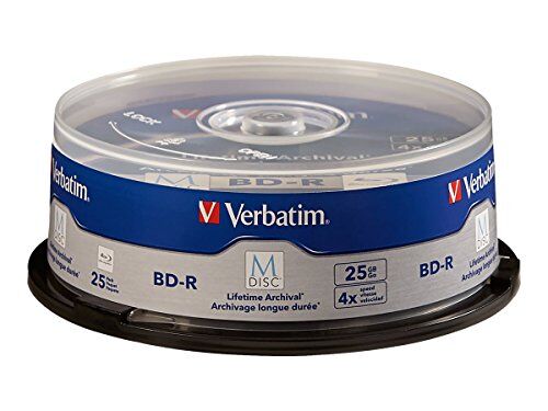 98909 Verbatim 98809 M-DISC BD-R 25GB/1-4x, 25-Disc Cakebox