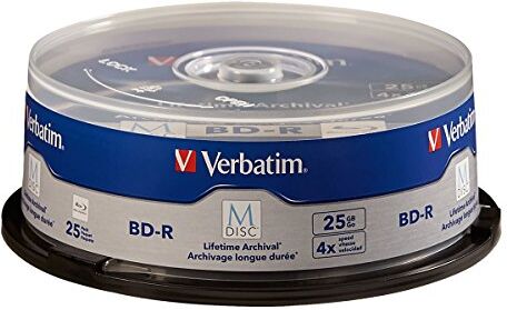 98909 Verbatim 98809 M-DISC BD-R 25GB/1-4x, 25-Disc Cakebox