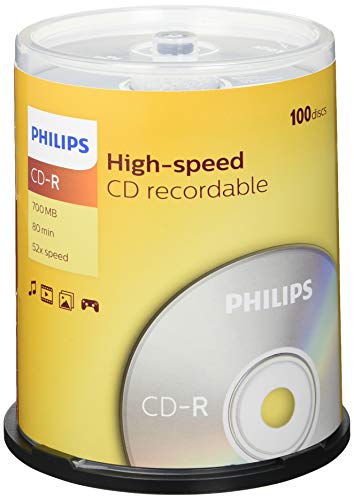 CR7D5NB00/00 Philips CD-R-ämnen (700 MB data/80 minuter, 52 x hög hastighet, 100 spindel)