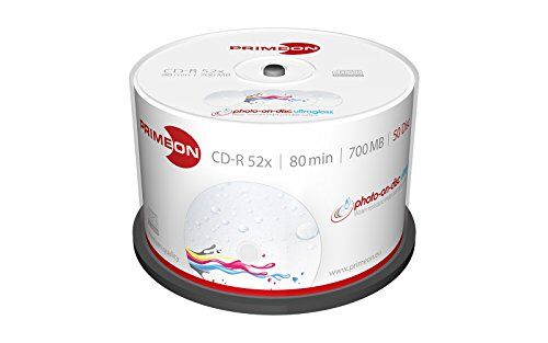 4260027611092 PRIMEON CD-R 80 min/700 MB/52 x kakbox (50 skiva), ultragloss yta med fotoskiva, vattentålig bläckstråle i full storlek utskrivbar