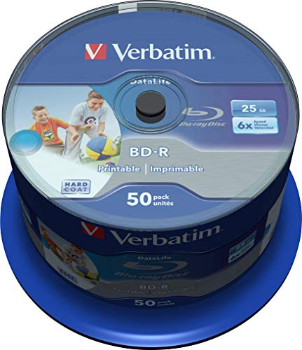 43812 Verbatim  25GB 6x BD-R SL Datalife Bläckstrål-tryckbar, 50-pack