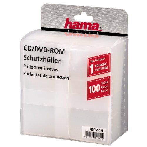 00051095 Hama CD ROM/DVD ROM skyddande plånböcker 100 transparent