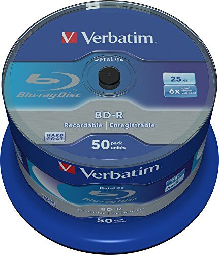 43838 Verbatim BD-R SL Datalife 25 GB Blu-Ray-disk, 50-pack