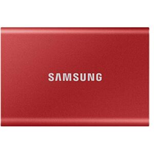 Samsung Portable SSD T7, 500 GB, USB 3.2 Gen.2, 1.050 MB/s Lesen, 1.000 MB/s Schreiben, Externe SSD Festplatte für Mac, PC, Smartphone und Spielkonsole, Rot, MU-PC500R/WW