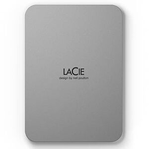 LaCie Mobile Drive Moon 2TB tragbare externe Festplatte, 2.5 Zoll, Mac & PC, silber, inkl. 3 Jahre Rescue Service, Modellnr.: STLP2000400