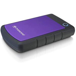 Transcend TS2TSJ25H3P 2TB portable, externe Festplatte (HDD) in purple (lila) mit Backup-Funktion (Datensicherung per Knopfdruck) und Schutzhülle, stoßfest, robust, Plug und Play