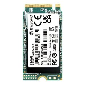 Transcend MTE400S 512 GB NVMe PCIe Gen3 x4 M.2 2242 Internal Solid State Drive (SSD) 3D TLC NAND (TS512GMTE400S)