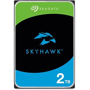 Seagate SkyHawk 2TB interne Festplatte HDD, Videoaufnahme bis zu 64 Kameras, 3.5 Zoll, 64 MB Cache, SATA 6GB/s, silber, FFP, inkl. 3 Jahre Rescue Service, Modellnr.: ST2000VXZ17