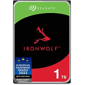 Seagate IronWolf, 1 TB interne Festplatte, NAS HDD, 3.5 Zoll, 5400 U/Min, CMR, 64 MB Cache, SATA 6 GB/s, silber, FFP, inkl. 3 Jahre Rescue Service, Modellnr.: ST1000VNZ08