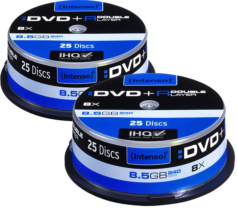 Intenso DVD+R 8,5GB 8x Double Layer, 2x 25er-Spindel