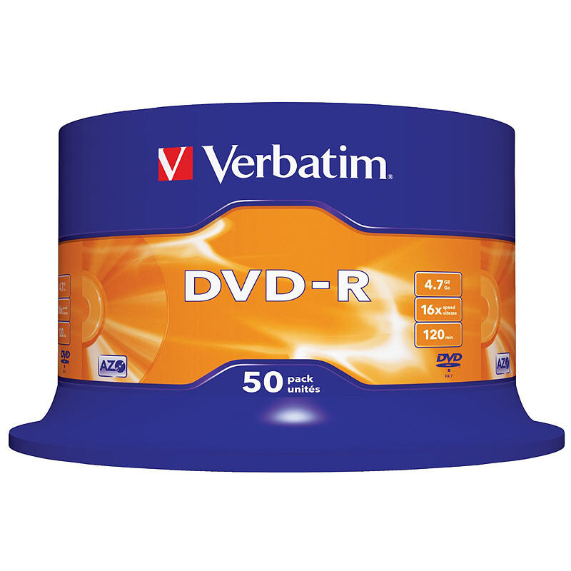Verbatim DVD-R Rohlinge 16x AZO-Beschichtung, 50er-Spindel