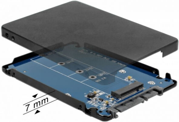 DeLock 62688 - 2.5 Zoll Konverter SATA 22 Pin > M.2 NGFF mit Gehäuse