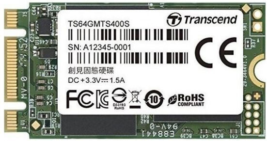 Transcend MTS400S ssD (TS64GMTS400S) - M.2 2242 SATA3 - 64GB