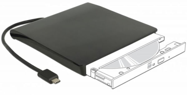 DeLock 42601 - Externes Gehäuse für 5.25 Zoll Slim SATA Laufwerke 12,7 mm zu USB Type-C Stecker
