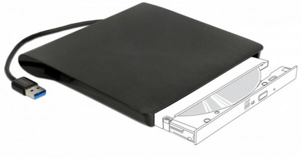 DeLock 42603 - Externes Gehäuse für 5.25 Zoll Ultra Slim SATA Laufwerke 9,5 mm zu USB Typ-A Stecker