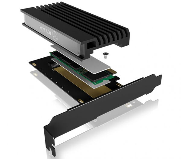 Icy Box IB-PCI214M2-HSL - PCIe Erweiterungskarte mit M.2 M-Key Sockel für eine M.2 NVMe SSD