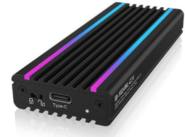 Icy Box IB-1824ML-C31 - USB Type-C Gehäuse für M.2 NVMe SSD mit RGB Beleuchtung