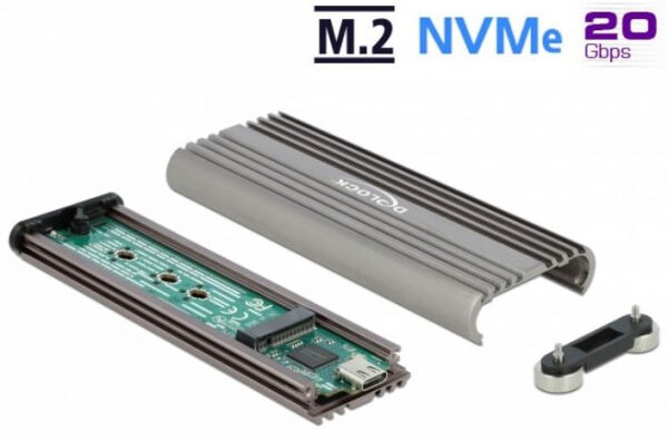 DeLock 42001 - Externes Gehäuse für M.2 NVMe PCIe SSD mit USB 20 Gbps (USB 3.2 Gen 2x2) USB Type-C Buchse