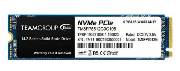 Team Group MP33 SSD (TM8FP6512G0C101) - M.2 2280 PCIe 3.0 x4 NVMe - 512GB