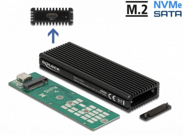 Delock 42004 - Externes USB Type-C Combo Gehäuse für M.2 NVMe PCIe oder SATA SSD