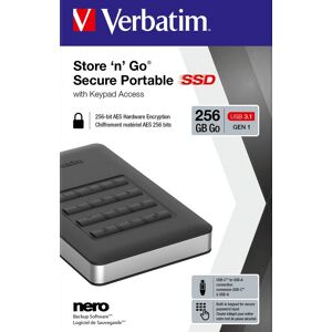 Verbatim SSD 256GB, USB 3.1, A-C, 4.57cm (1.8''), schwarz Secure Portable, Keypad, 256-AES-Bit, Retail