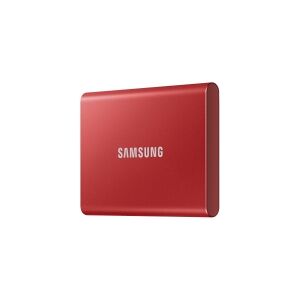 Samsung T7 MU-PC2T0R - SSD - krypteret - 2 TB - ekstern (bærbar) - USB 3.2 Gen 2 (USB-C stikforbindelse) - 256-bit AES - metalrød