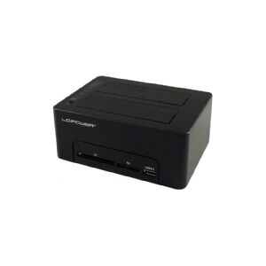 LC Power LC-DOCK-U3-CR - HDD dockingstation med strømindikator, on/off strøm kontakt, klonfunktion - båse: 2 - 2,5 / 3,5 delt - SATA - 5 Gbit/s - USB 3.0 - sort