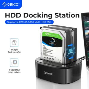 ORICO ? Station d'accueil a double baie pour disque dur 2.5/3.5 pouces  SSD SATA vers USB 3.0 HDD