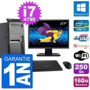 PC Tour Lenovo M83 Ecran 27" Intel i7-4790 RAM 16Go Disque 250Go Windows 10 Wifi - Publicité