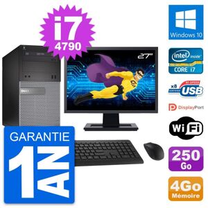 PC Tour Dell 3020 Ecran 27" Intel i7-4790 RAM 4Go Disque 250Go Windows 10 Wifi - Publicité