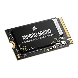 Corsair MP600 Micro 1 to M.2 NVMe PCIe x4 Gen4 2 SSD – M.2 2242 – Lecture Séquentielle Jusqu'à 5 100 Mo/s – Compatible avec Lenovo Legion Go et Thin PCIe 4.0 Les Ordinateurs Portables – Noir - Publicité