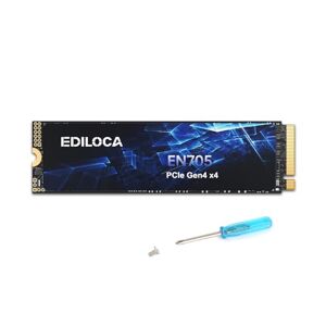 Ediloca EN705 SSD 2TB PCIe Gen4, NVMe M.2 2280, 3D NAND TLC, Up to 4800MB/s, Internal Solid State Drive, Dynamic SLC Cache, Compatible with PS5、Laptops and PC Desktops