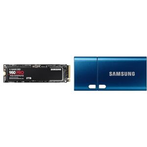 SAMSUNG 980 PRO M.2 NVMe SSD (MZ-V8P2T0BW), 2 TB, PCIe 4.0, 7,000 MB/s Read, 5,000 MB/s Write, Internal Solid State Drive & USB Type-C™ 256GB 400MB/s USB 3.1 Flash Drive (MUF-256DA/APC)