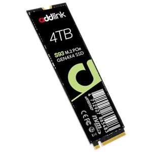 Addlink S93 4TB PCIe 4.0 NVMe SSD M.2 2280 Internal Solid State Drive, with Heatsink, Read Speed up to 7400 MB/s, Compatible with PS5 - Dram-Less SLC Cache SSD (ad4TBS93M2P)