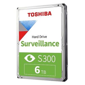 Toshiba 6TB S300 Surveillance HDD - 3.5' SATA Internal Hard Drive Supports up to 64 HD cameras at a 180TB/Year workload (HDWT720UZSVA)
