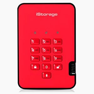 iStorage diskAshur2 SSD 8TB Red - Secure portable solid state drive - Password protected - Dust & water resistant - Hardware Encryption