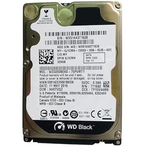 Generic HDD For 320GB 2.5" SATA 3 Gb/s 16MB 7200RPM 9.5MM For Internal Hard Disk For Notebook HDD For WD3200BEKX