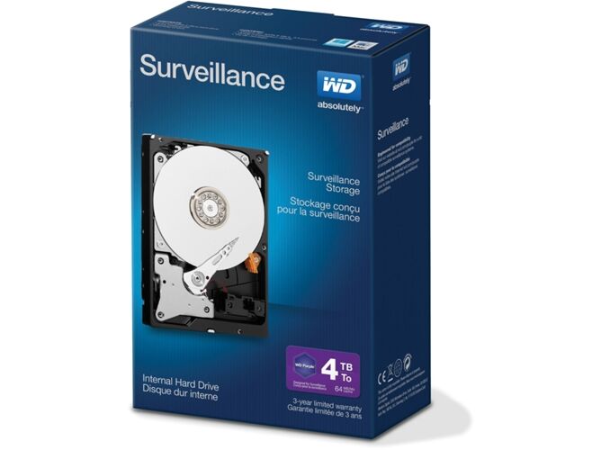 Western Digital Disco HDD Interno WESTERN DIGITAL Videovigilancia (4 TB - SATA - 5400 RPM)